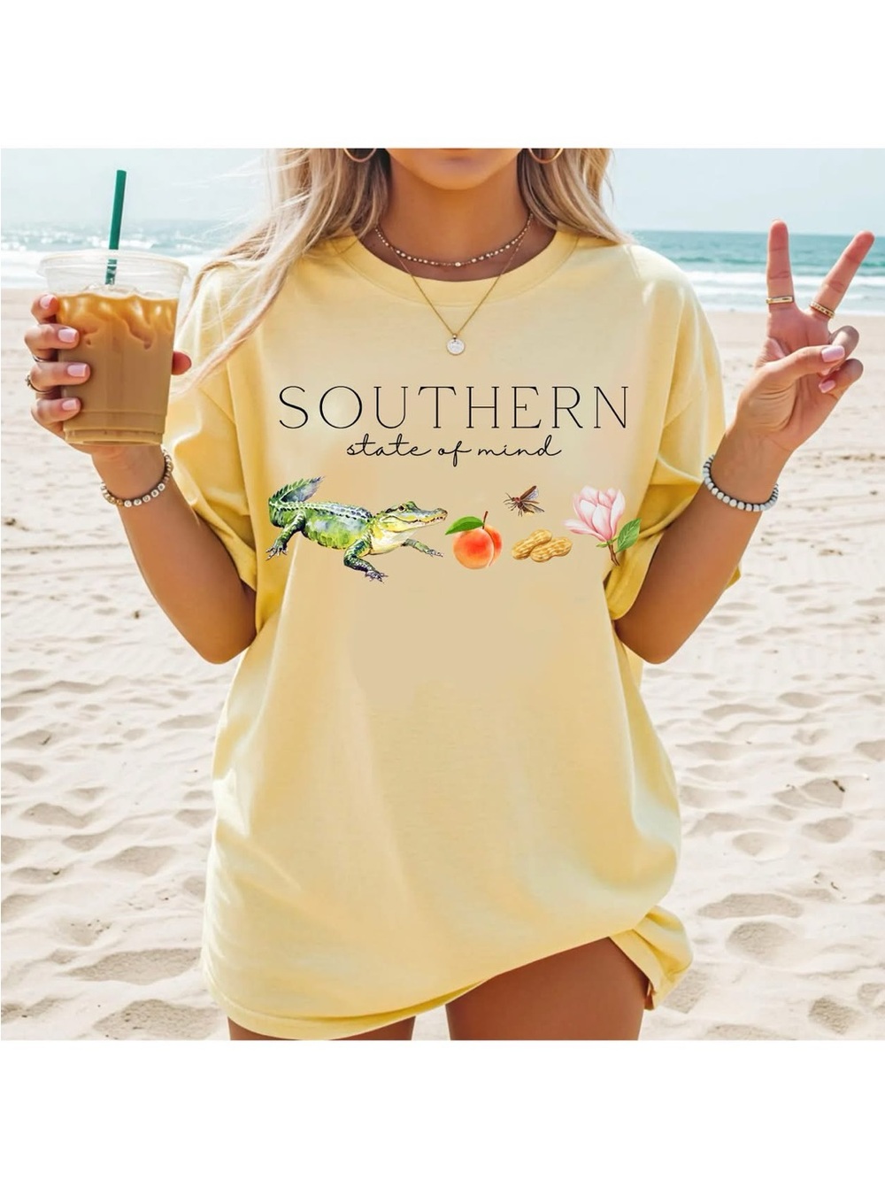 SOUTHERN State of Mind Yellow Ckmfort Colors Graphic Tshirt Small-XL